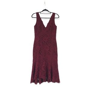 BHLDN Maroon Lace V-neck Dress women's size 6